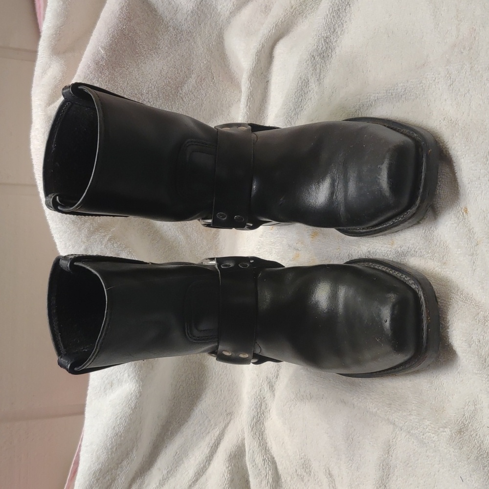 Frye women's harness boots, black leather